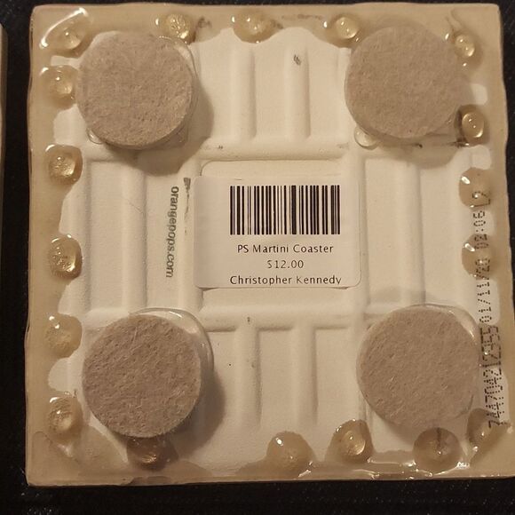 Ceramic Coasters martini Palm Springs set of 2 turquoise white drink coasters - Picture 5 of 6